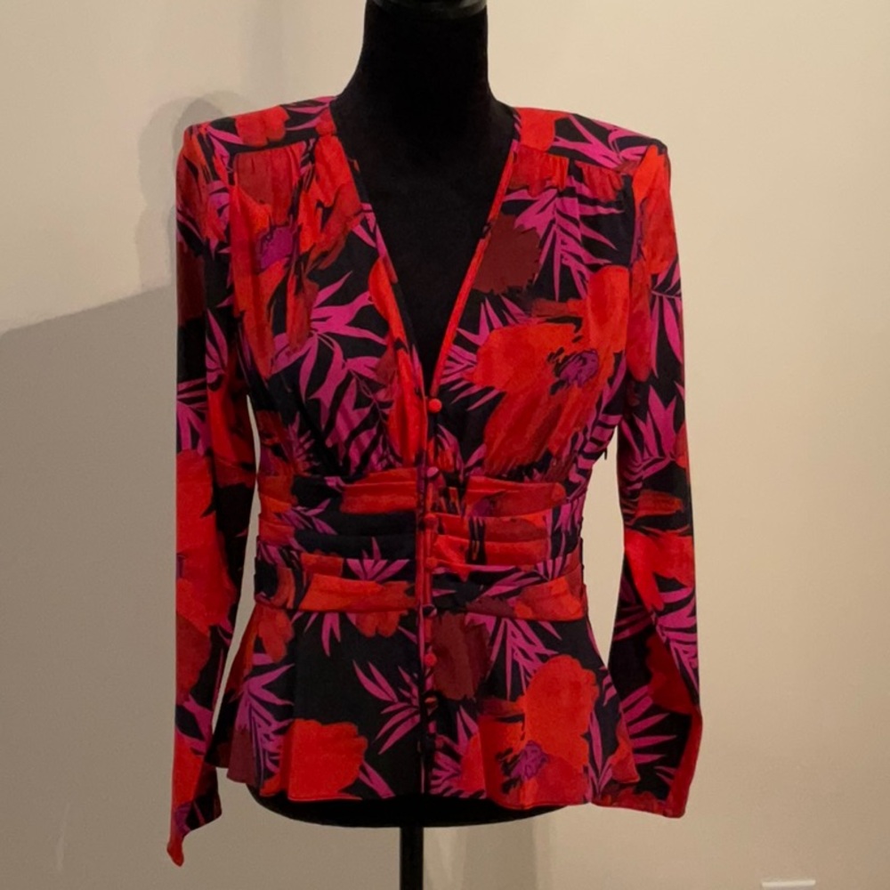 Veronica Beard Red/pink/black Blouse